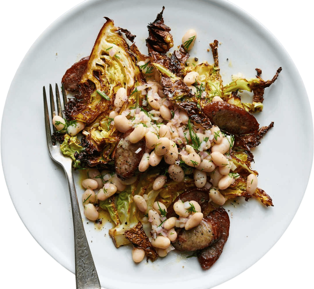 Sheet-Pan Kielbasa With Cabbage and Beans Recipe