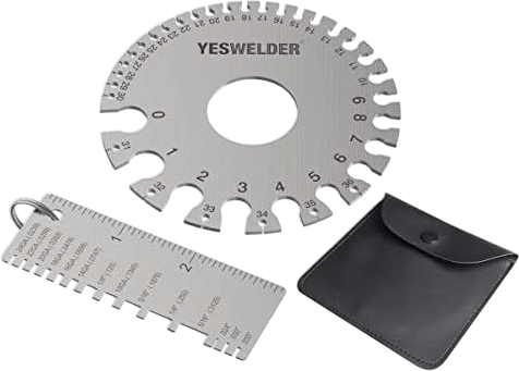 YESWELDER Round Dual Sided Metal Sheet Gage & Metal Sheet Thickness Gauge 2pk Stainless Steel Wire Welding Gauge