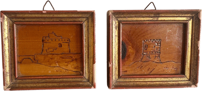 Mini Vintage Italian Castle Sketches in Florentine Frames
