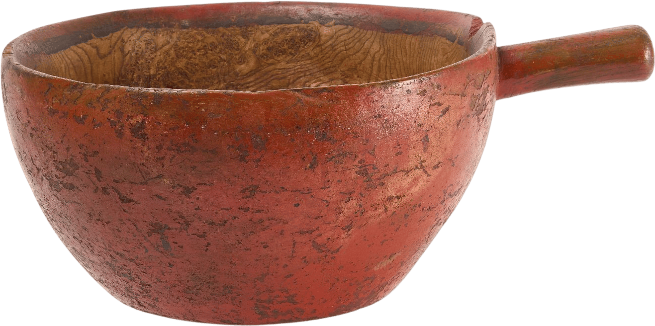 Painted Handle Burl Bowl