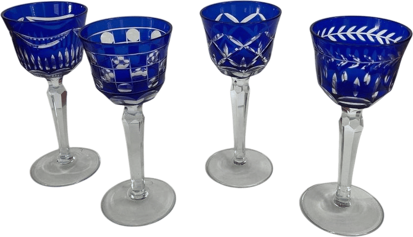 Mixed Geometric Pattern Crystal Hock Cordial Stemware