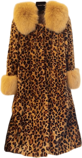 Leopard Mink Fur Coat – Real Fox Fur Collar, Mid-Length Winter Jacket