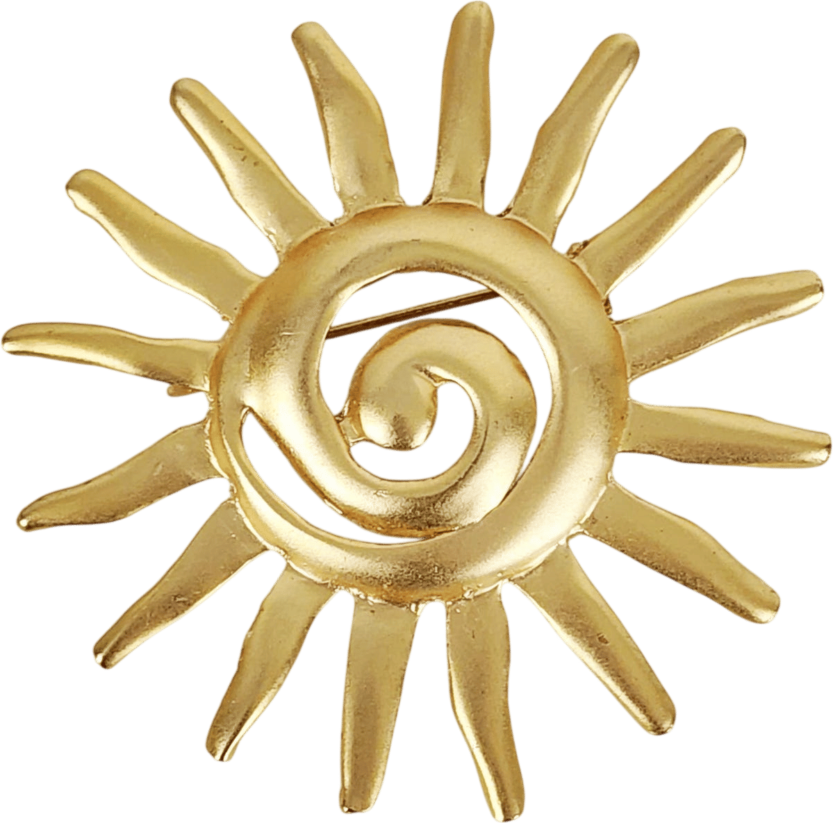 Vintage Gold Tone Sunburst Spiral Brooch