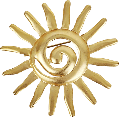 Vintage Gold Tone Sunburst Spiral Brooch
