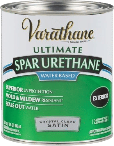 Varathane 250241H Ultimate Water-Based Spar Urethane, Quart, Crystal Clear Satin