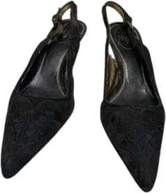 Prada Embroidered Kitten Heels