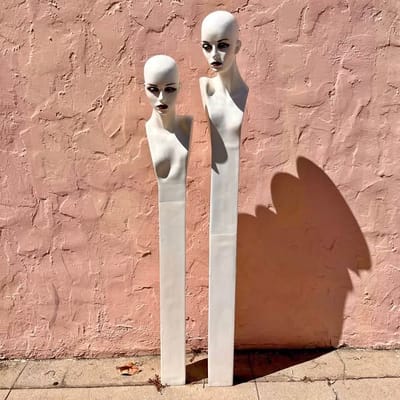 Vintage White Mannequin Head Pair
