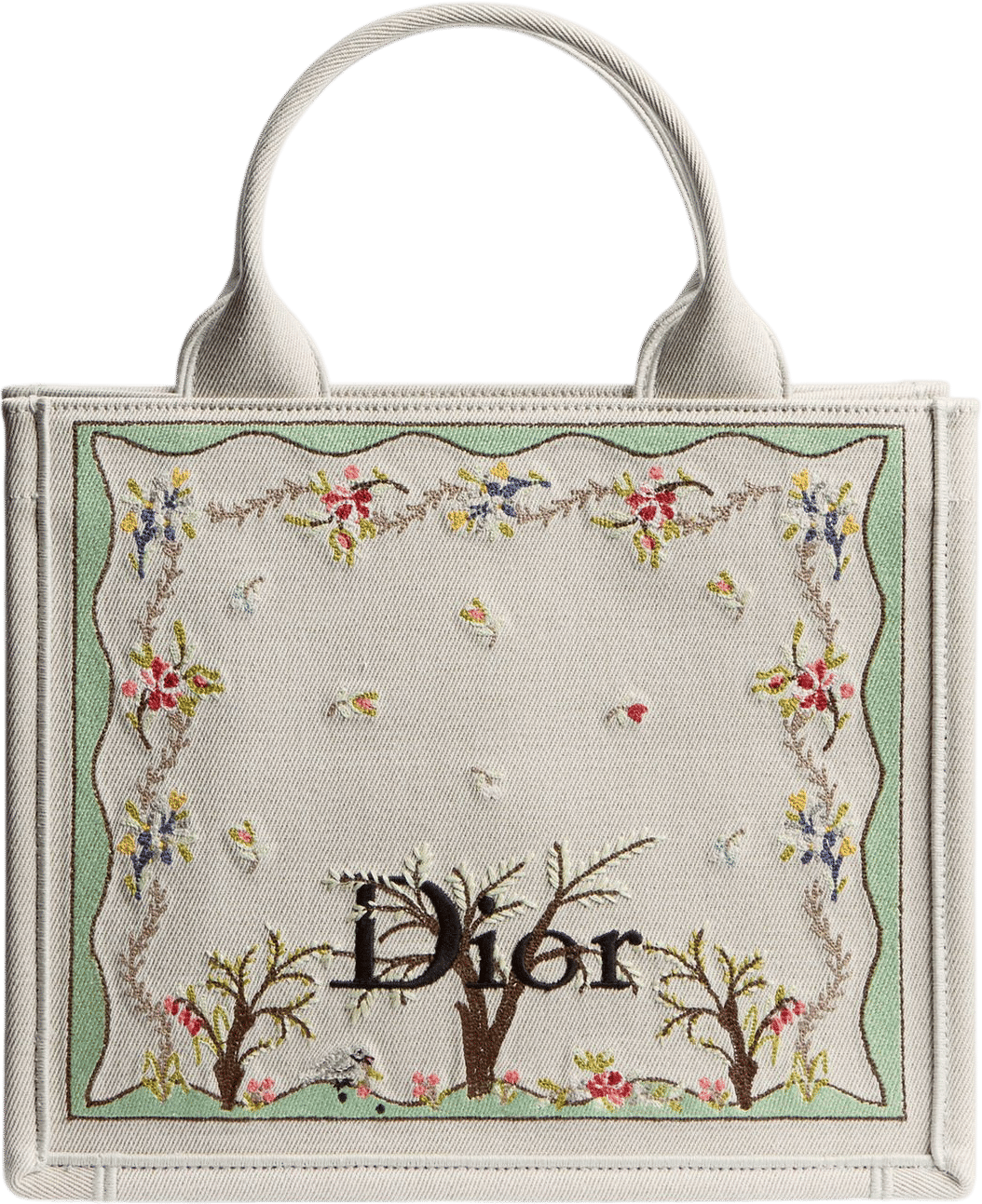 Dioramour Small Dior Book Tote White Multicolor Revolution Flowers