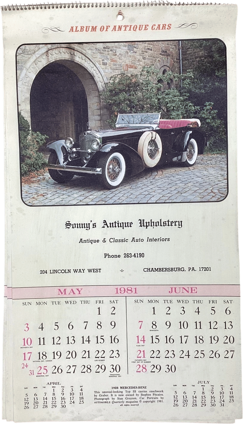 Vintage Car Calendar