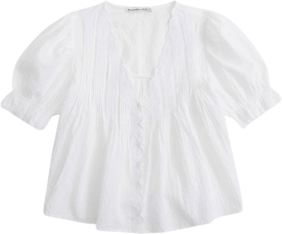 Short-Sleeve Button-Through Blouse