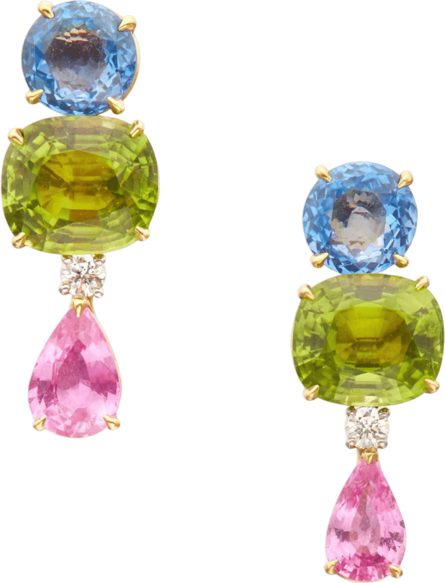 Bvlgari Sapphire, Peridot and Diamond Earrings