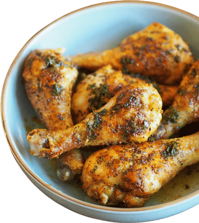 Baked Chicken Shawarma Drumsticks with White Wine Finishing Sauce