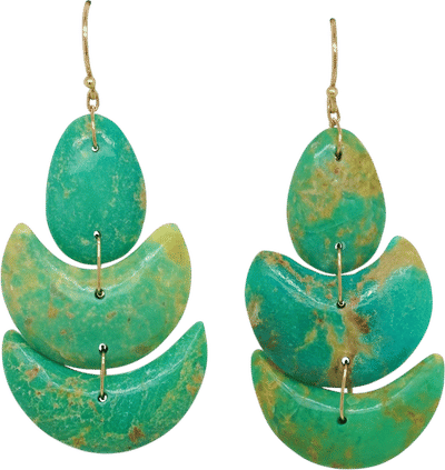 Green Turquoise Lotus Earrings