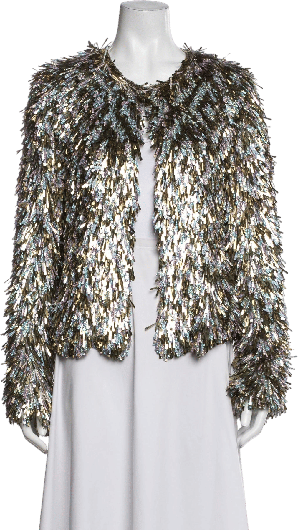Sequin Fringe Collarless Jacket