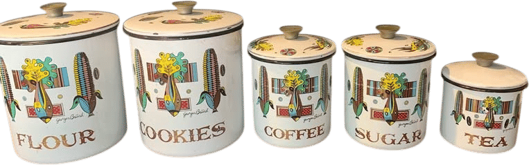 Georges Briard Ambrosia Enamelware Corn Canister Set