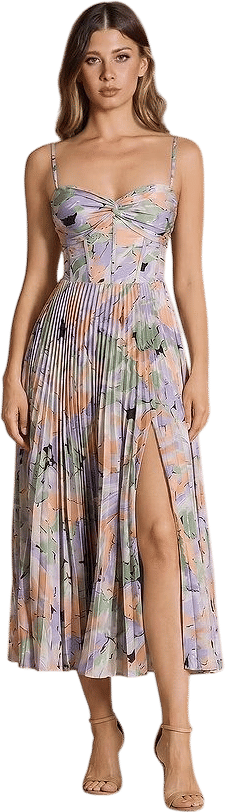 Vesper Purple Green Midi Dress