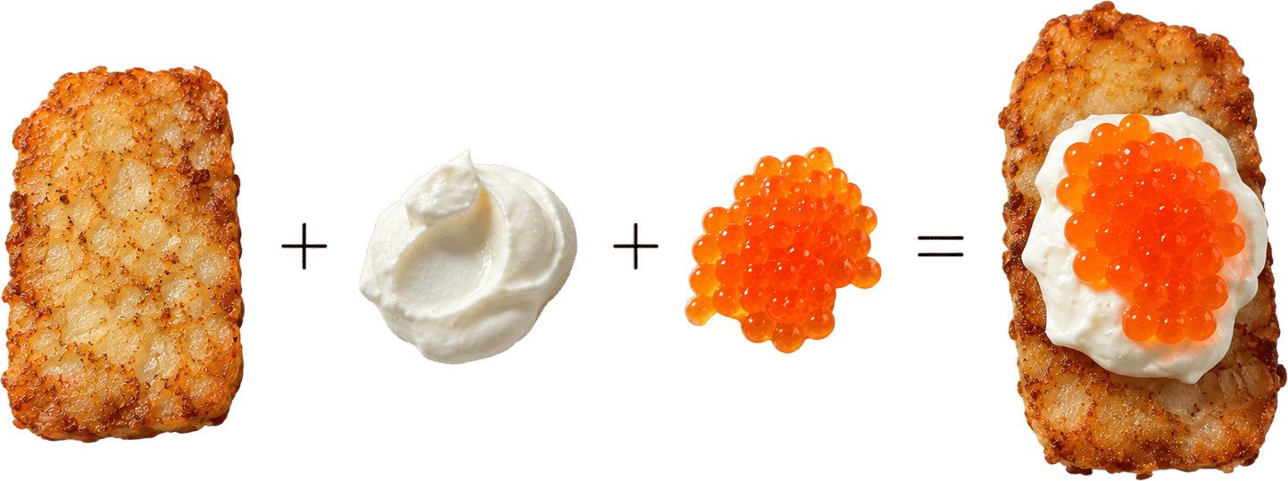 Slutty snack: hash brown + crème fraiche or Greek yogurt