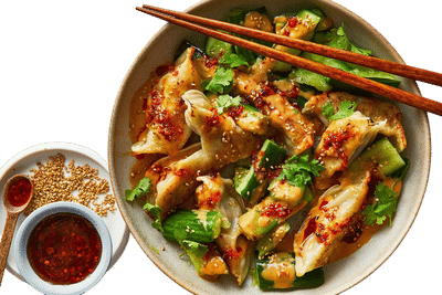 Dumpling and Smashed Cucumber Salad With Peanut Sauce Recipe