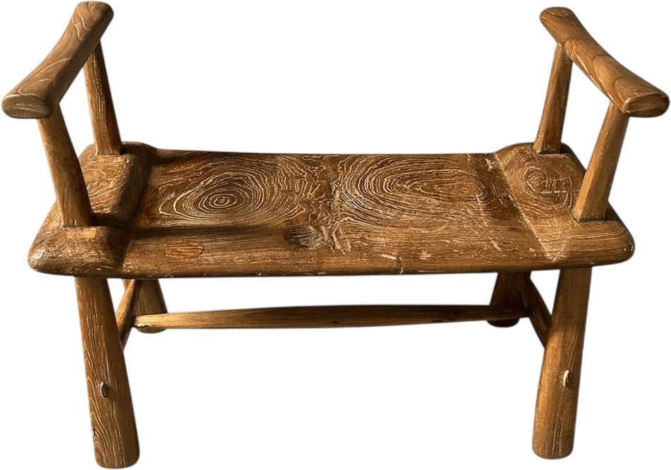 Andrianna Shamaris Hand-Carved Reclaimed Teak Mid Century Bench