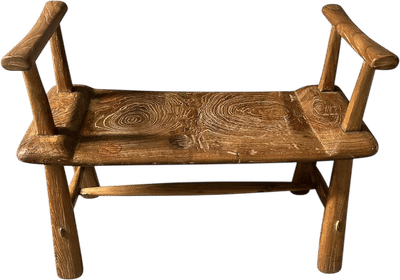 Andrianna Shamaris Hand-Carved Reclaimed Teak Mid Century Bench