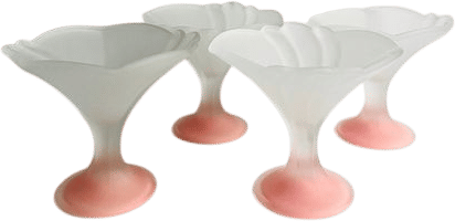 Vintage Borgonovo Pastel Pink Frosted Glass Ice Cream Dishes