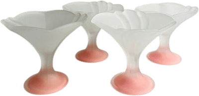 Vintage Borgonovo Pastel Pink Frosted Glass Ice Cream Dishes