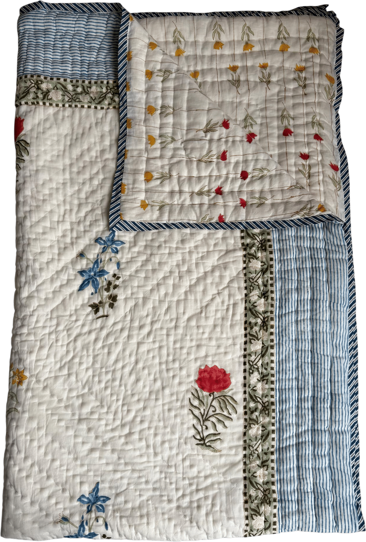 Queen Size Block Printed Cotton Quilt