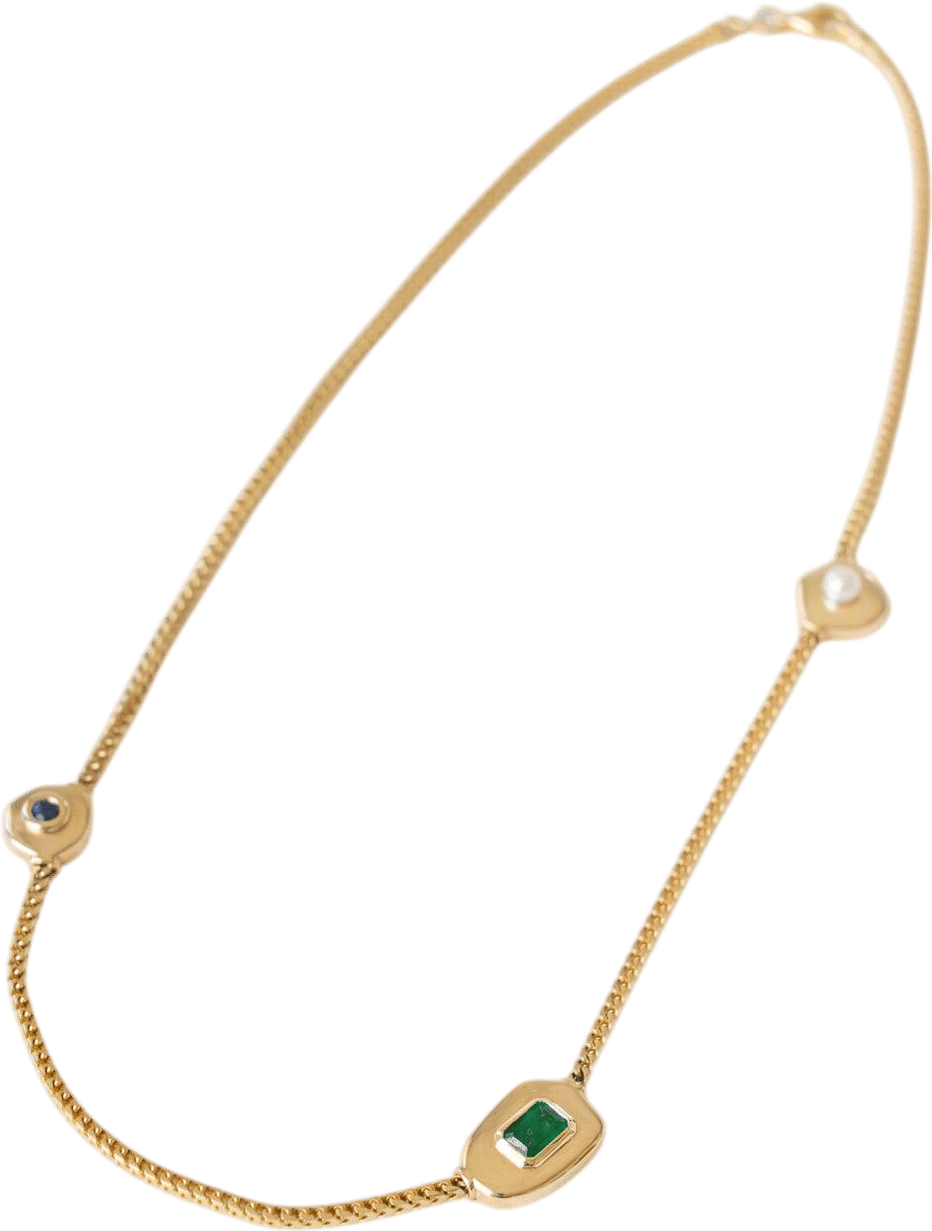 June Rings Triad Floating Gemstone Necklace