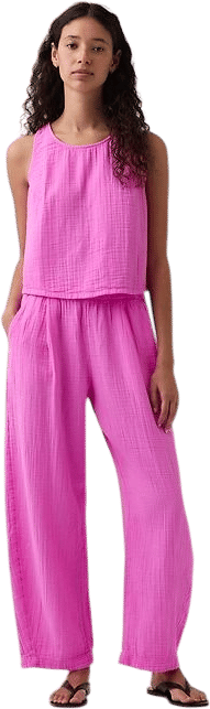 Gap Cotton Gauze Easy Barrel Pants