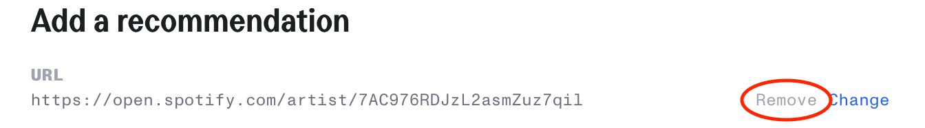 Click remove next to the link at the top