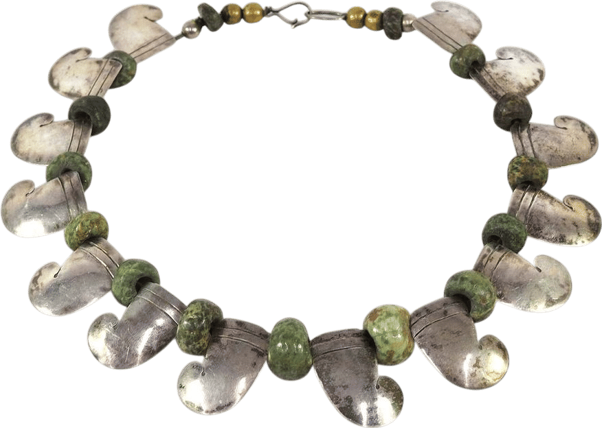 Chato Castillo Taxco Silver & Jade Necklace-Circa 1930s
