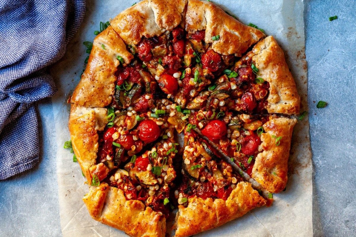 Burst Tomato Galette with Corn and Zucchini Recipe