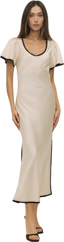 The Stephanie Dress | Satin Dress with Contrast Trim