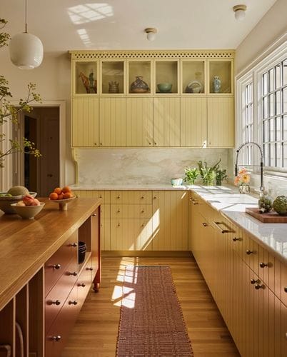 butter yellow kitchen cabinets