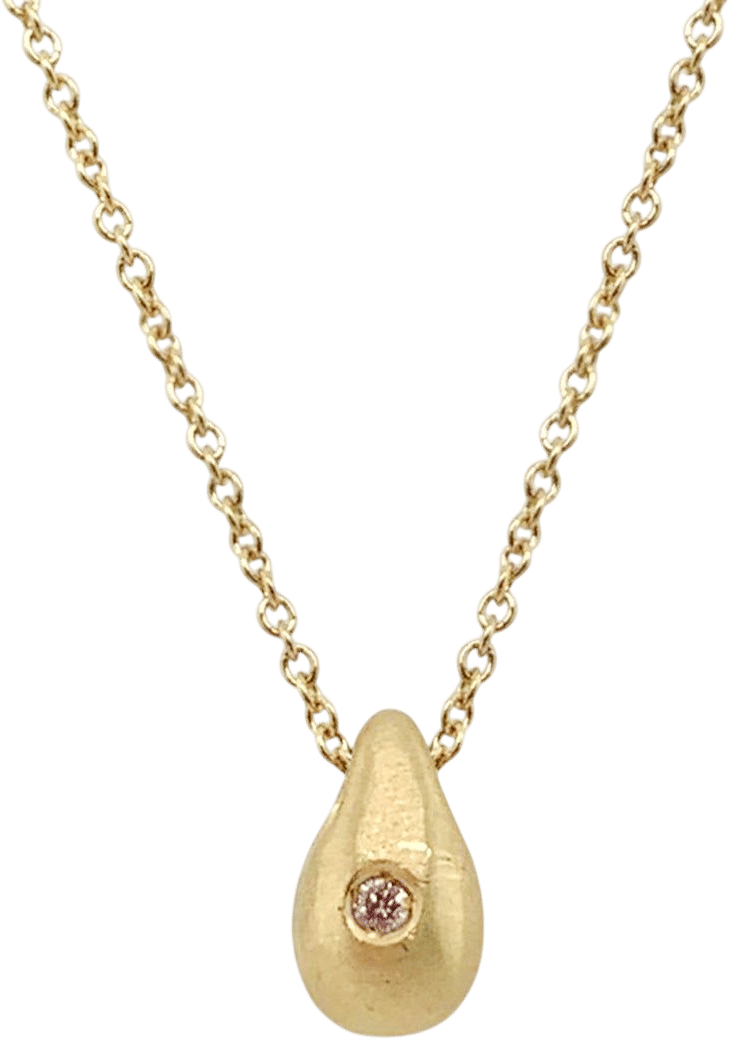 18K Yellow Gold Necklace with Diamond Pendant