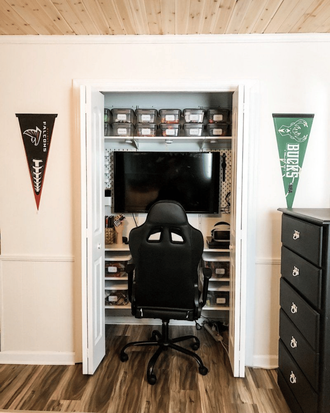 Turn a closet into a gaming area.