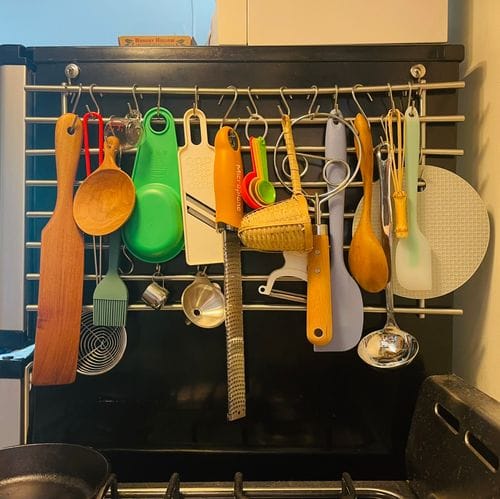 Turning this IKEA trivet into a hanging utensil rack