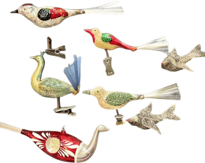 Vintage Bird Christmas Ornaments