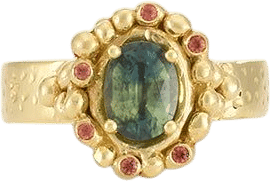 Cleopatra's Bling Zinnia Ring - Solid Gold