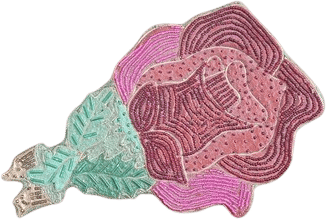 antique beaded rose vanity hand mirror