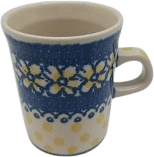 Boleslawiec Polish Pottery 12 oz. Yellow and Blue Mug