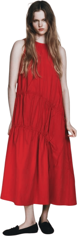 NYLON MIDI DRESS WITH TIES