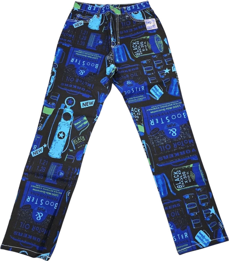 Vtg Womens Bold Graphic Print Stretchy Jeans Pants Gasoline Cars Blue Y2K 15/16 - Etsy
