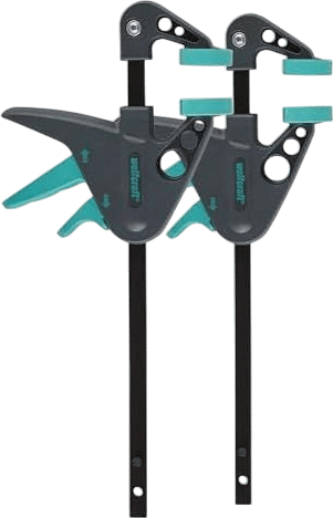 wolfcraft 2 MINI One-Hand Clamps I 3455100 I Handy Helper – Perfect for Hobbies and Craft Projects
