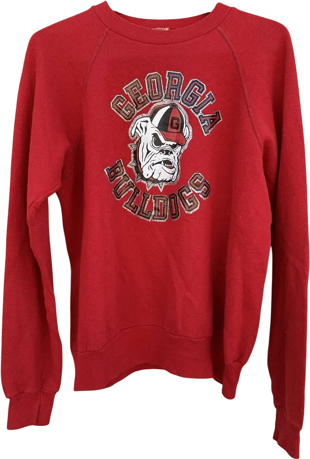 Vintage Georgia Bulldogs Red Pull Over Sweater with Gilter Graphic 70's/80's