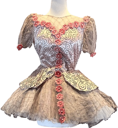 Antique 1930s Pink Floral Tulle Ballerina Costume