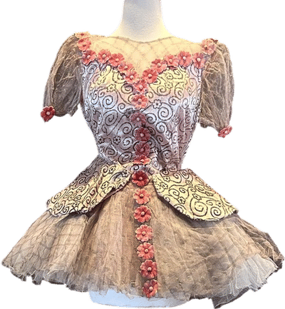 Antique 1930s Pink Floral Tulle Ballerina Costume