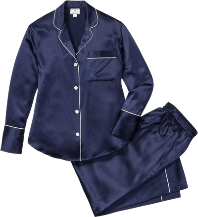 Women's Silk Pajama Set in Navy