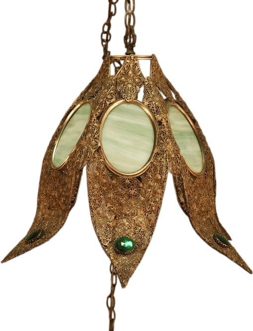 Brass & Stained Glass Tulip  Lamp