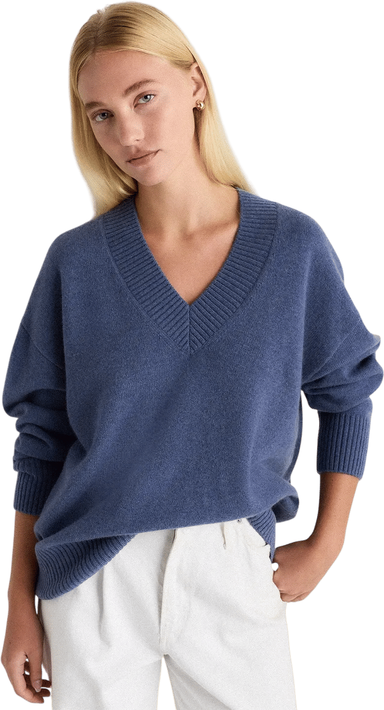 Mongolian Cashmere Oversized V-Neck Sweater